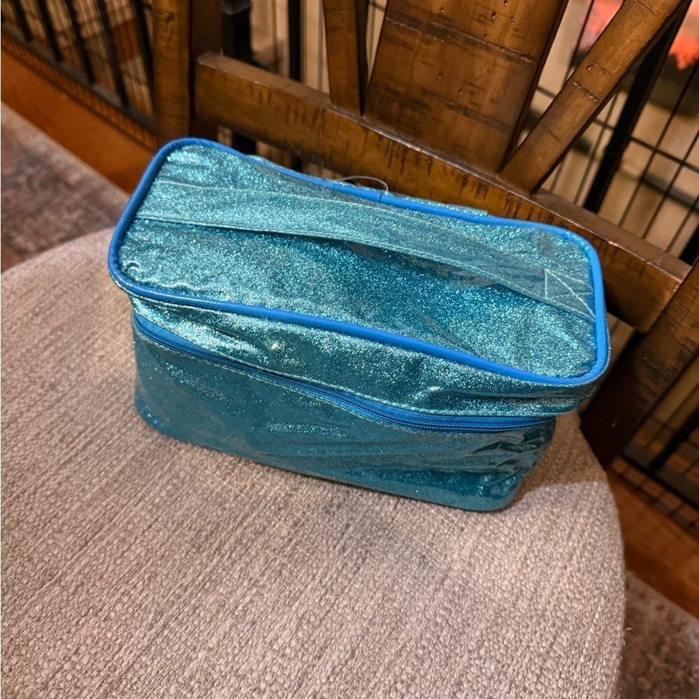 Elsa blue glitter cosmetic bag